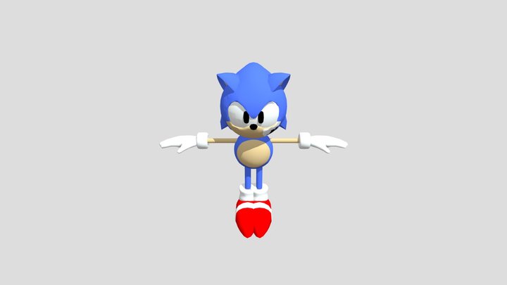 90s CGI Sonic Model (Rigged) 3D Model