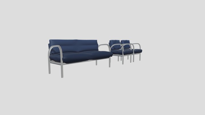 Furniture set sofa and 2 armchairs 3D Model