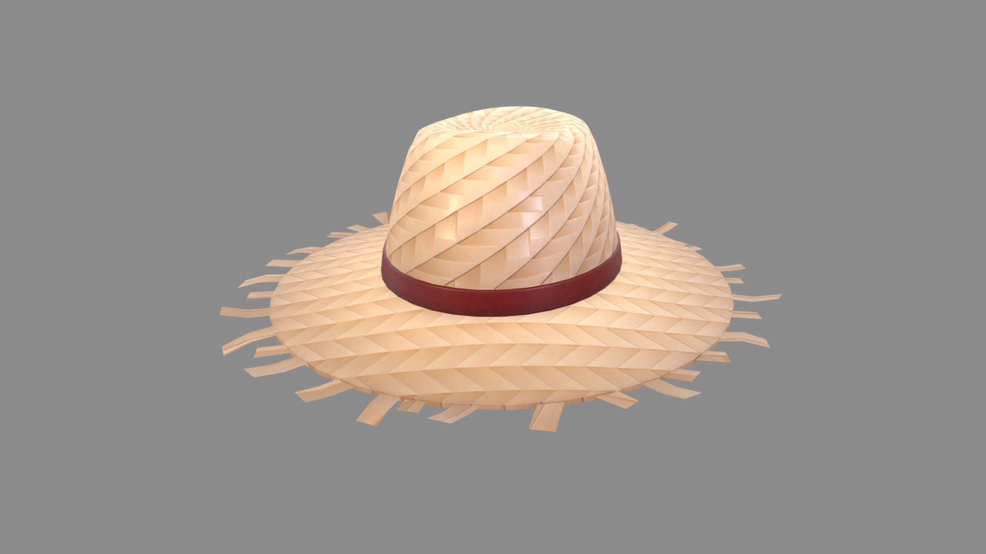 3D model Straw Hat - This is a 3D model of the Straw Hat. The 3D model is about a hat on a surface.
