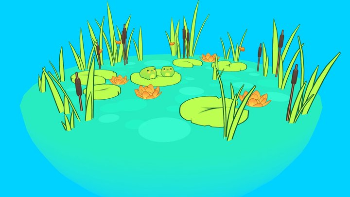 Froggies At The Pond 3D Model