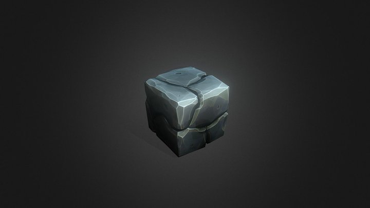 Stylized Low-poly Stone Block 3D Model