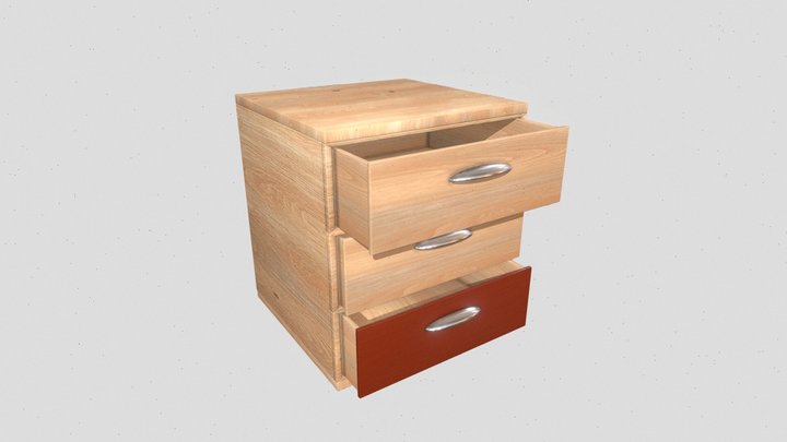 Wooden bedside table 3D Model