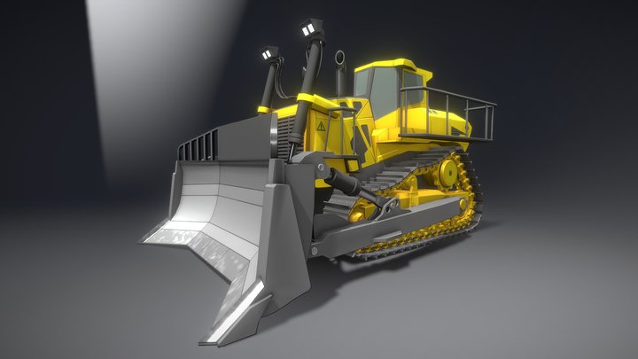 Low-Poly Bulldozer - Planierraupe (Not Rigged) 3D Model