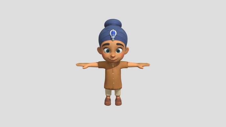 Sikh Kid T-Pose 3D Model