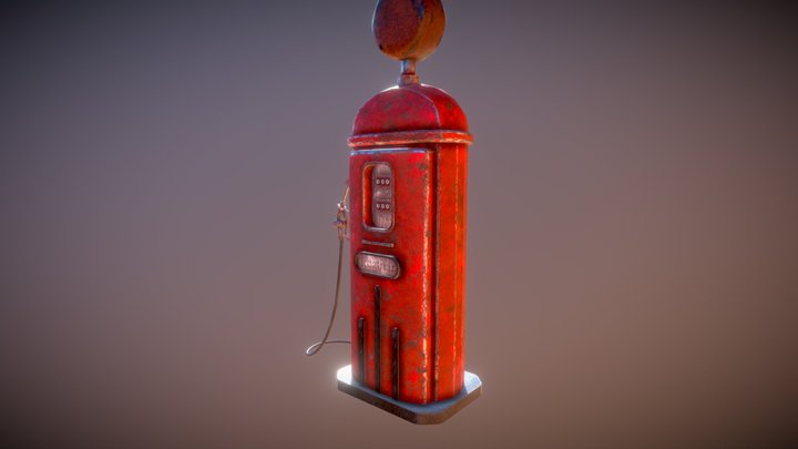 Retro Rusted Gas Pump 3D Model