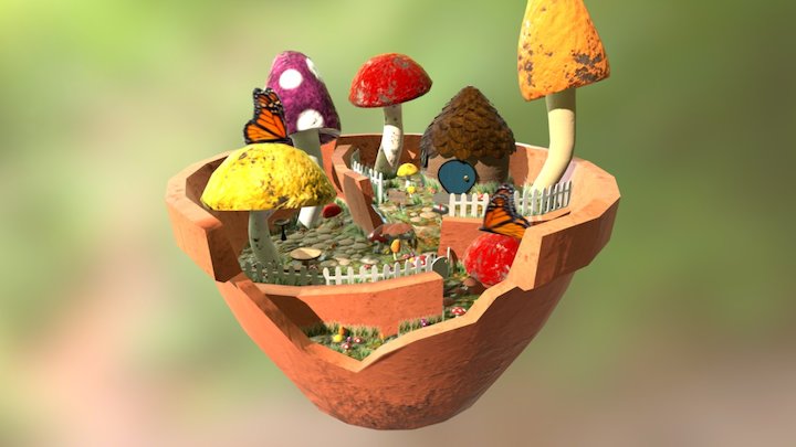 Fairy Garden Flower Pot 3D Model