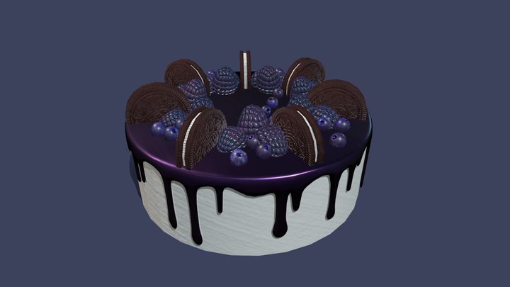 Cake (Blueberry and Oreo) 3D Model