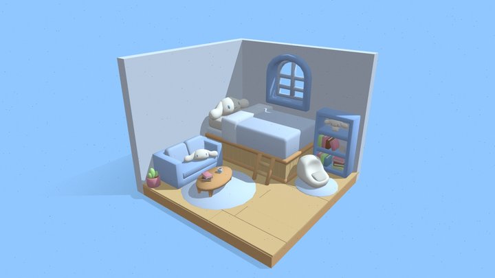 Cinnamoroll 3D Cute Room 3D Model