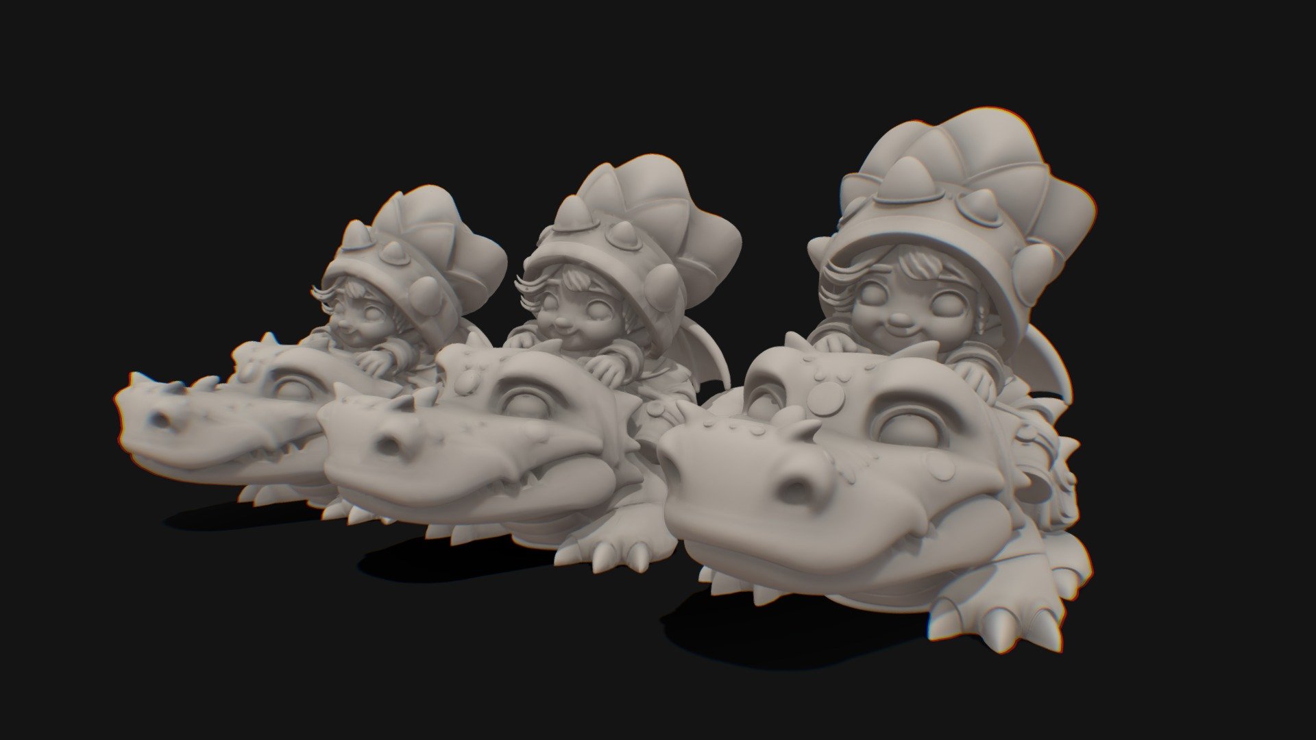 Child With Dragon — 3D Printing Figurine 3D model thumbnail