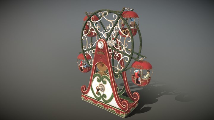 Animated ferris wheel  - Vintage mechanical toy 3D Model