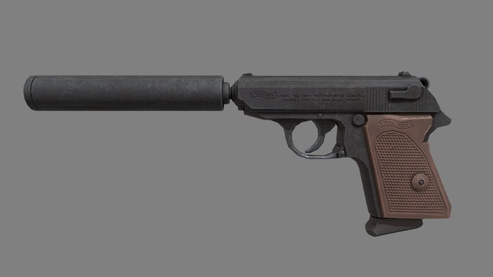 Silenced Walther PPK 3D Model