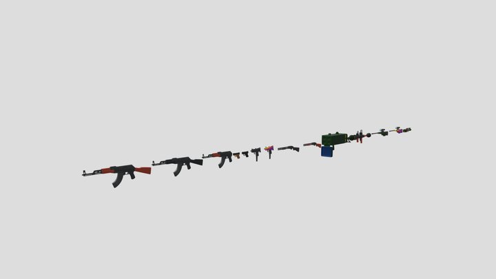 Game Gun Asset Set 3D Model