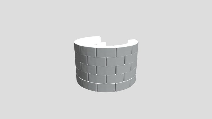 Rounded Stone Wall 3D Model