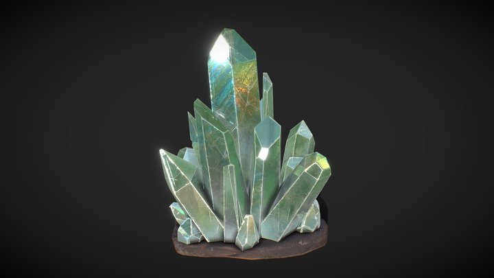 Fuchsite Quartz Crystals - low poly 3D Model