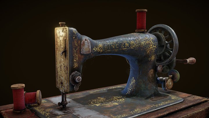 Antique 1892 Vintage Sewing Machine 3D Model