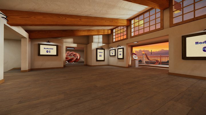 VR Gallery House (baked) 3D Model