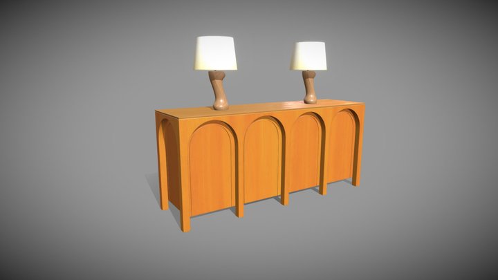 A sideboard with lights / Furniture 3D Model