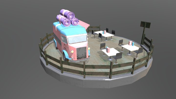 Foodtruck Scene 3D Model