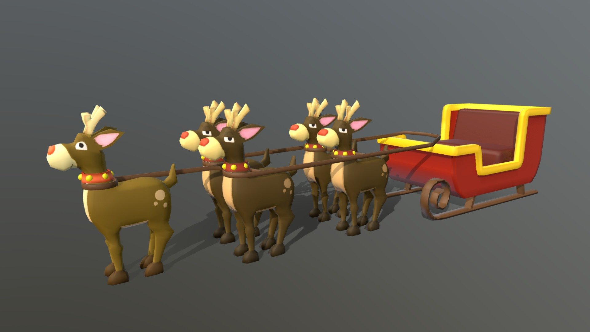 Santa Sleigh With Deers - Buy Royalty Free 3D model by Ainaritxu14