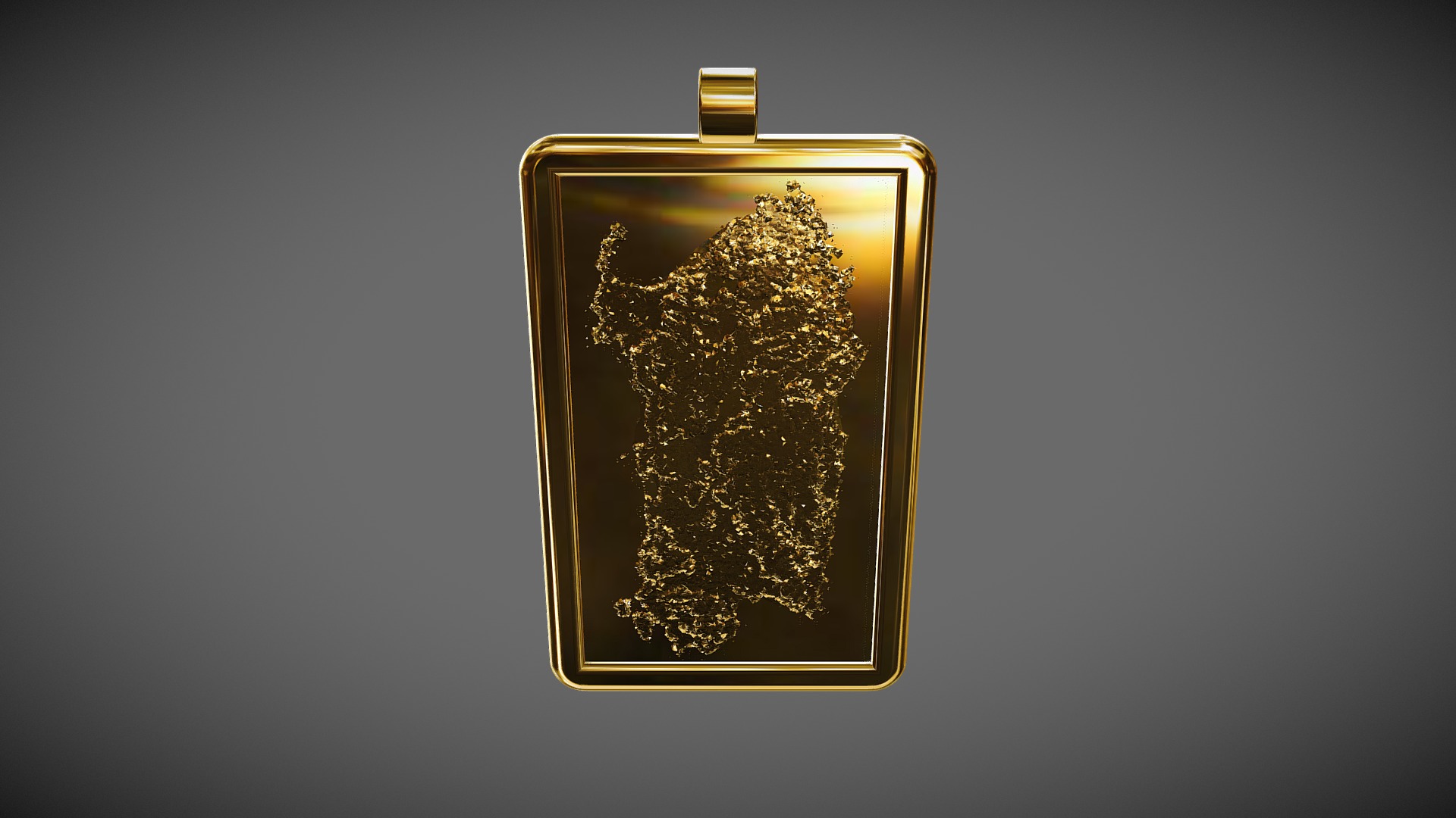 3D model Sardegna Mio Cuore - This is a 3D model of the Sardegna Mio Cuore. The 3D model is about a gold and green square with a gold ring on it.