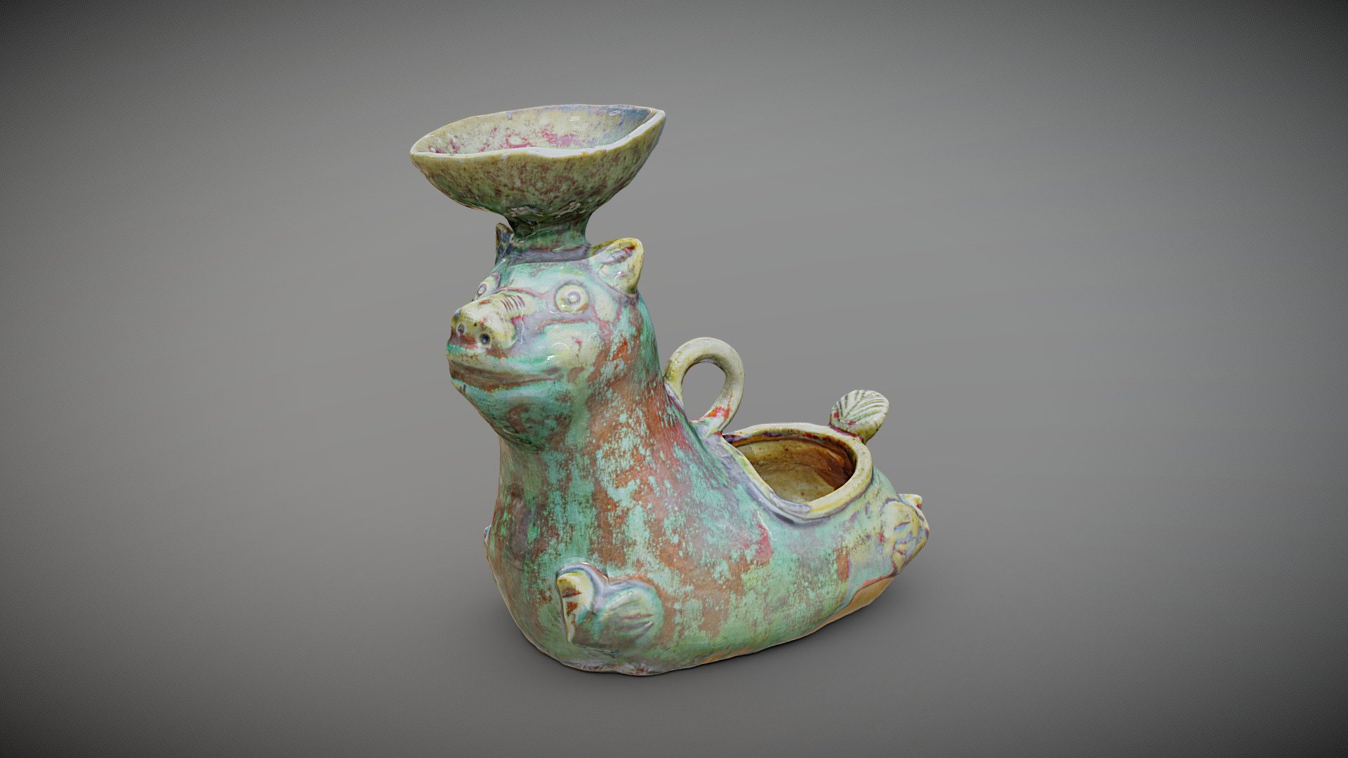 Lion Figure Candelabrum 长沙窑狮子小烛台 胡武强作品