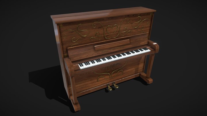 Classic Vintage Piano LowPoly – Free 3D Model STL
