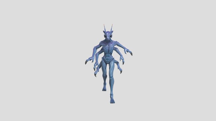 creature_rigged_6ArmAlienBug 3D Model