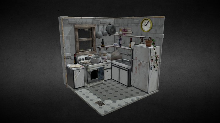 Kitchen Scene Texturing 3D Model