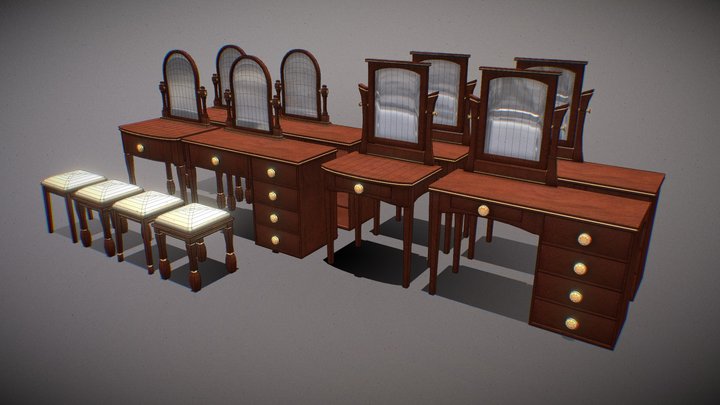 Dark Oak Veneer Dressing Tables – Modello 3D gratuito STL