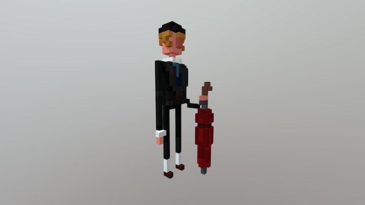 British Man With Umbrella 3D Model