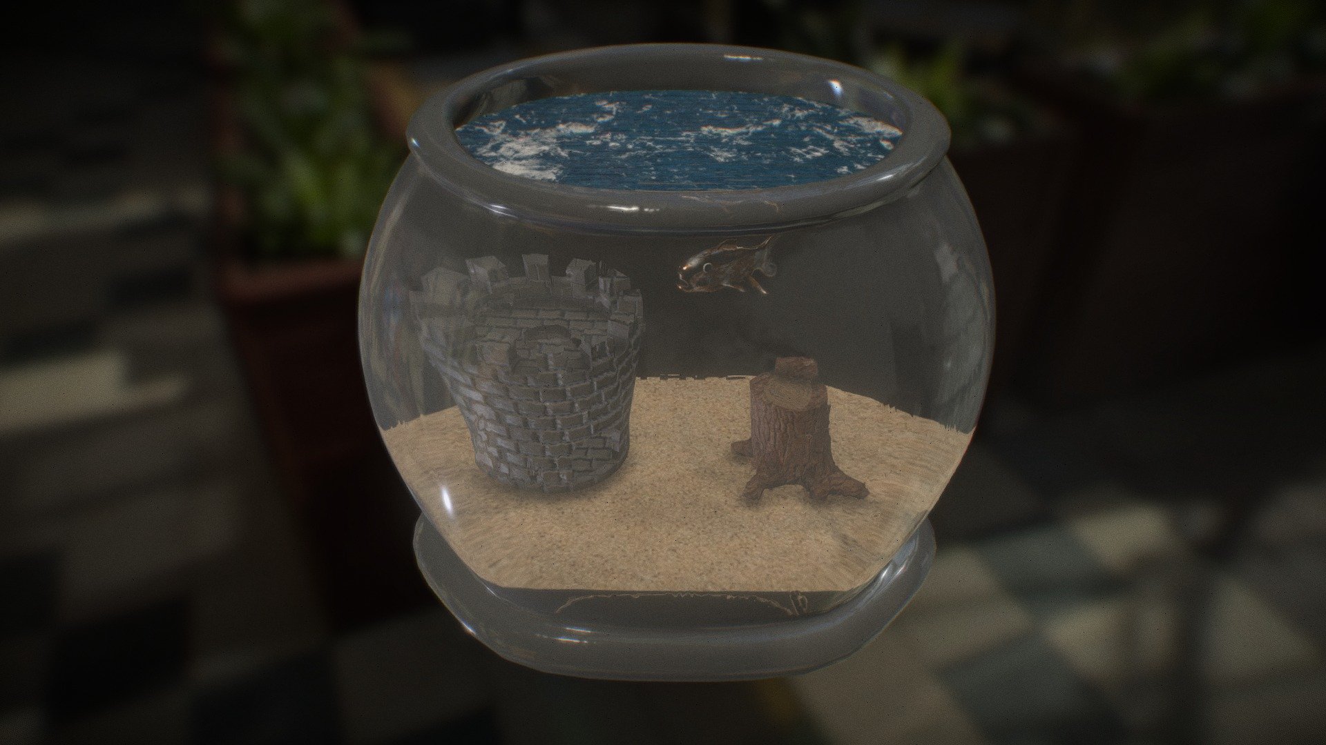 Fishbowl with decorations - Download Free 3D model by braedawg02 ...