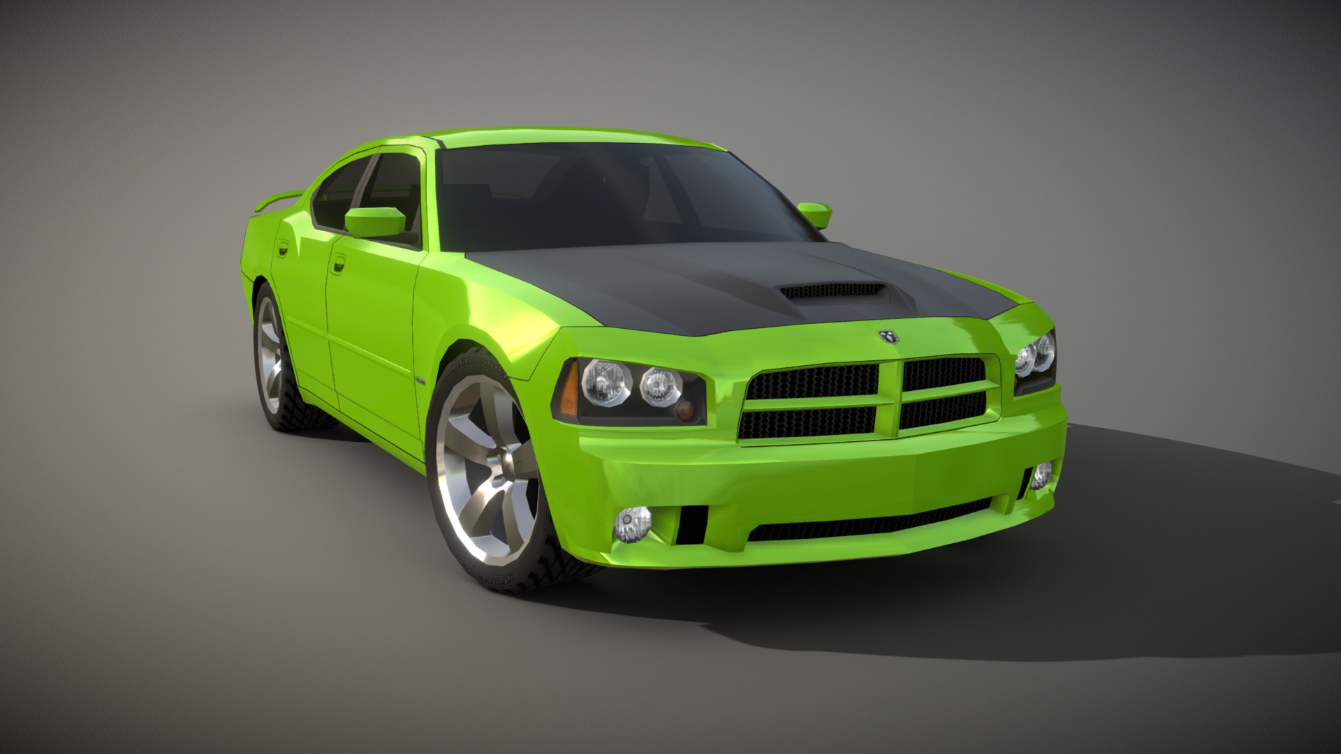 3D model 2006 Dodge Charger SRT/8 - This is a 3D model of the 2006 Dodge Charger SRT/8. The 3D model is about a green car on a white background.