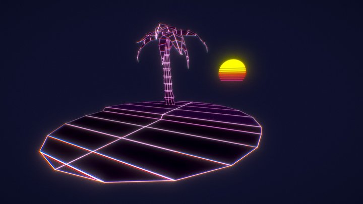 Neon Palm Tree - Base 3D Model