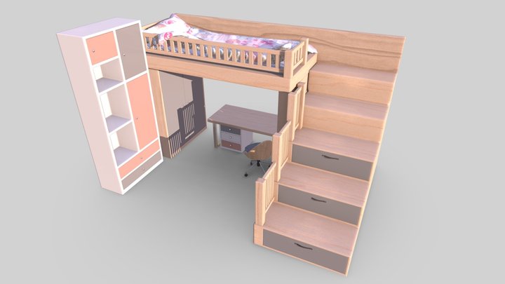 Kids Room Furniture Set | Game Assets 3D Model