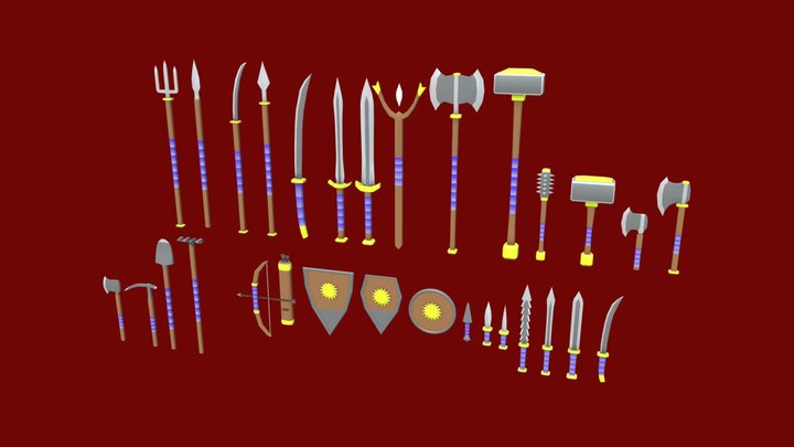 Weapon Set + tools 3D Model