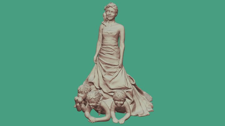 Beeld Dame En Drie Kinderen Small 3D Model