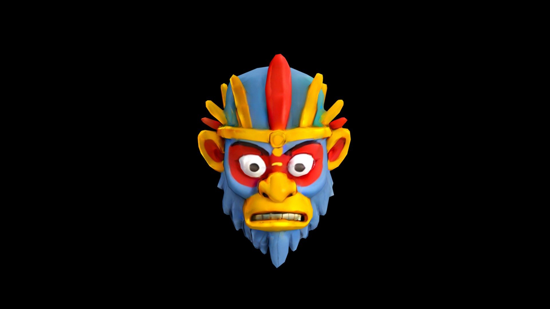 A 3D model of a colorful mask with features such - Download Free 3D ...