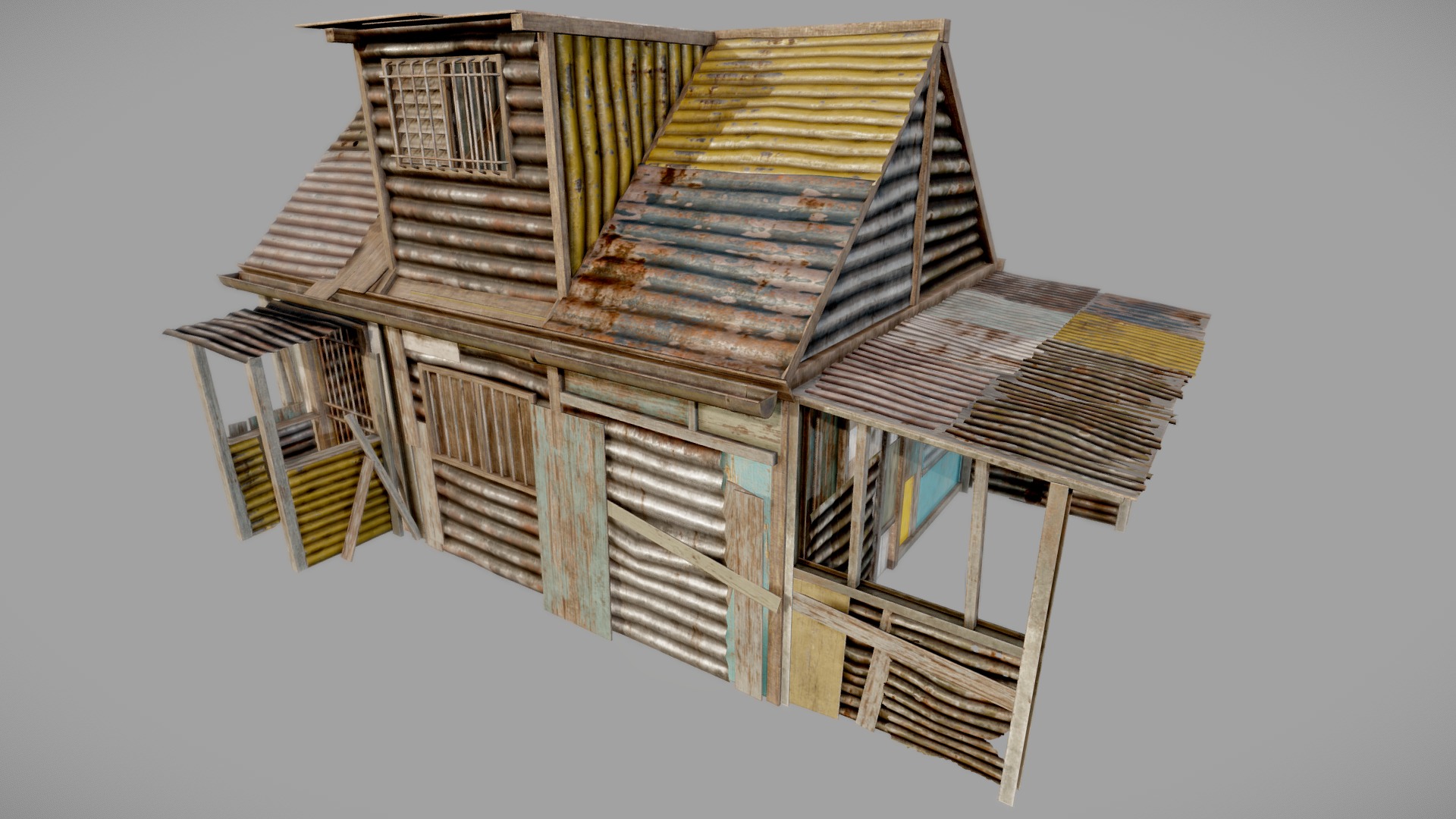 3D model Squatter House 04 PBR - This is a 3D model of the Squatter House 04 PBR. The 3D model is about a house with a few levels.