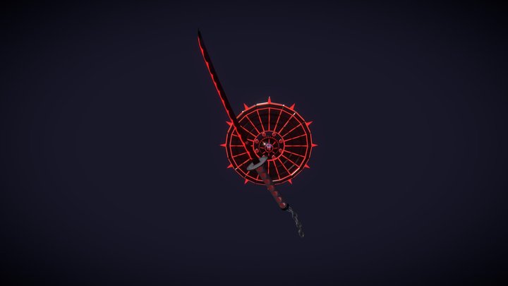 BloodMoon Katana & HellBringer Shield 3D Model