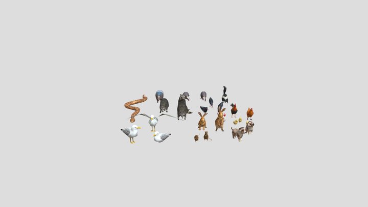 Little animals Set 3D Model