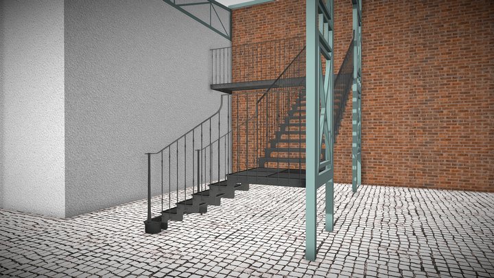 Metal Stairs 01 3D Model