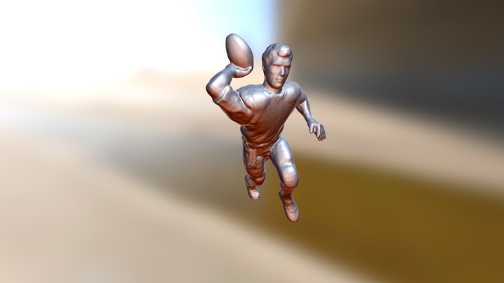 Football Player Running without his helmet 3D Model