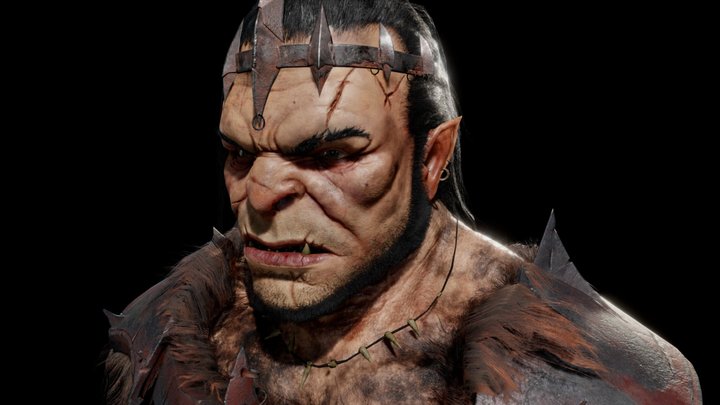 Lowpoly Orc Bust 3D Model