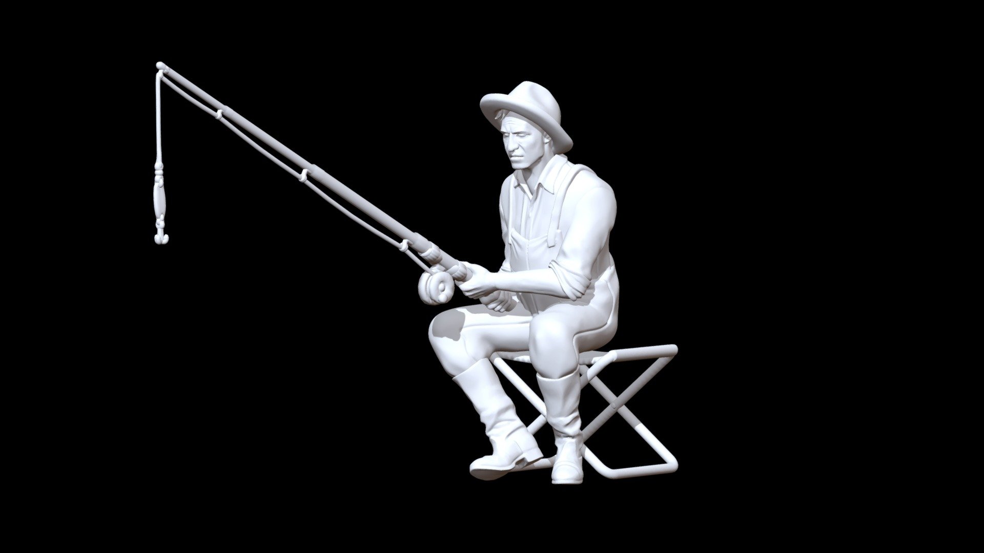 Fisherman statue of man fishing 3D model 3D printable
