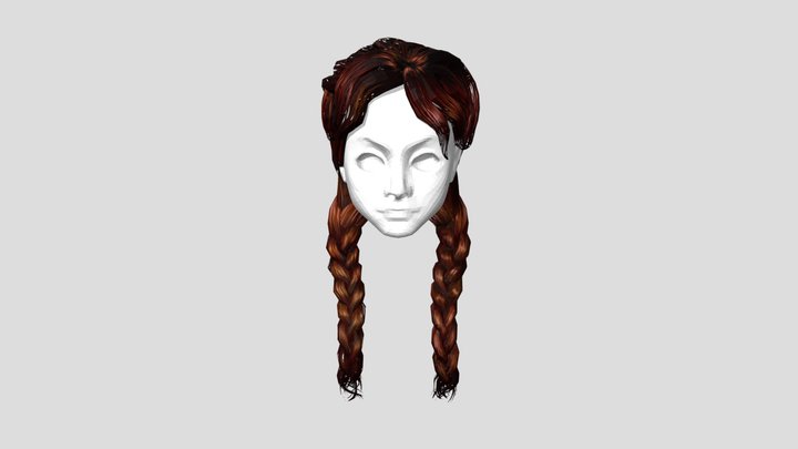 3D model Pigtails Long Hairstyle VR / AR / low-poly