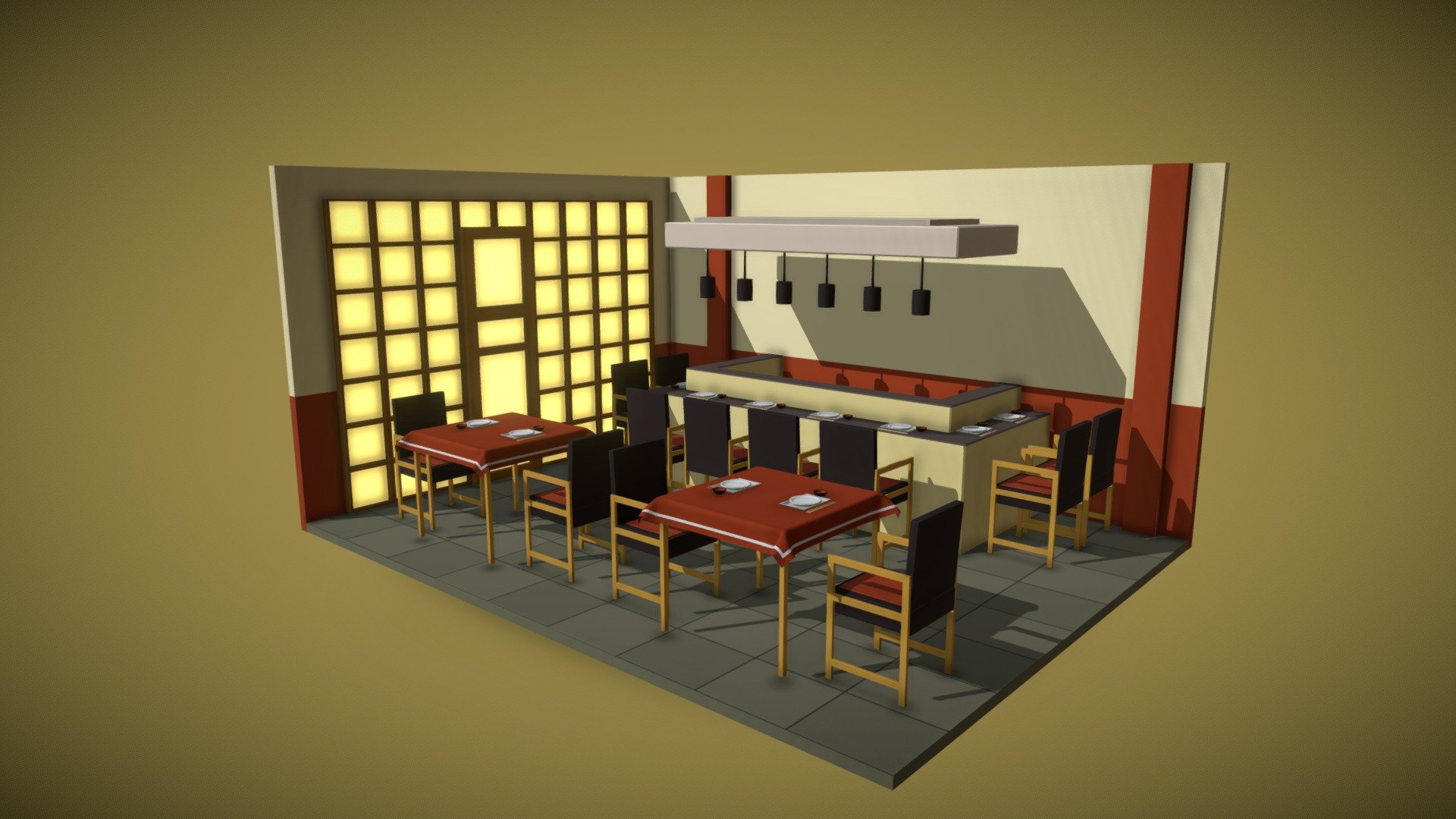 Japanese restaurant - 3D model by kkt1421 [8e6874f] - Sketchfab