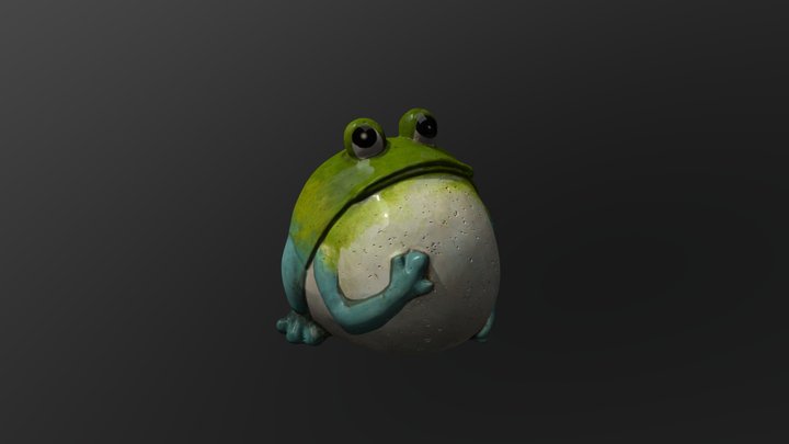 Big Belly Ceramic Frog Statue 3D Model