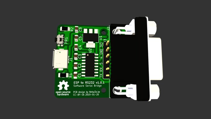 ESP to RS232 Serial Bridge 3D Model