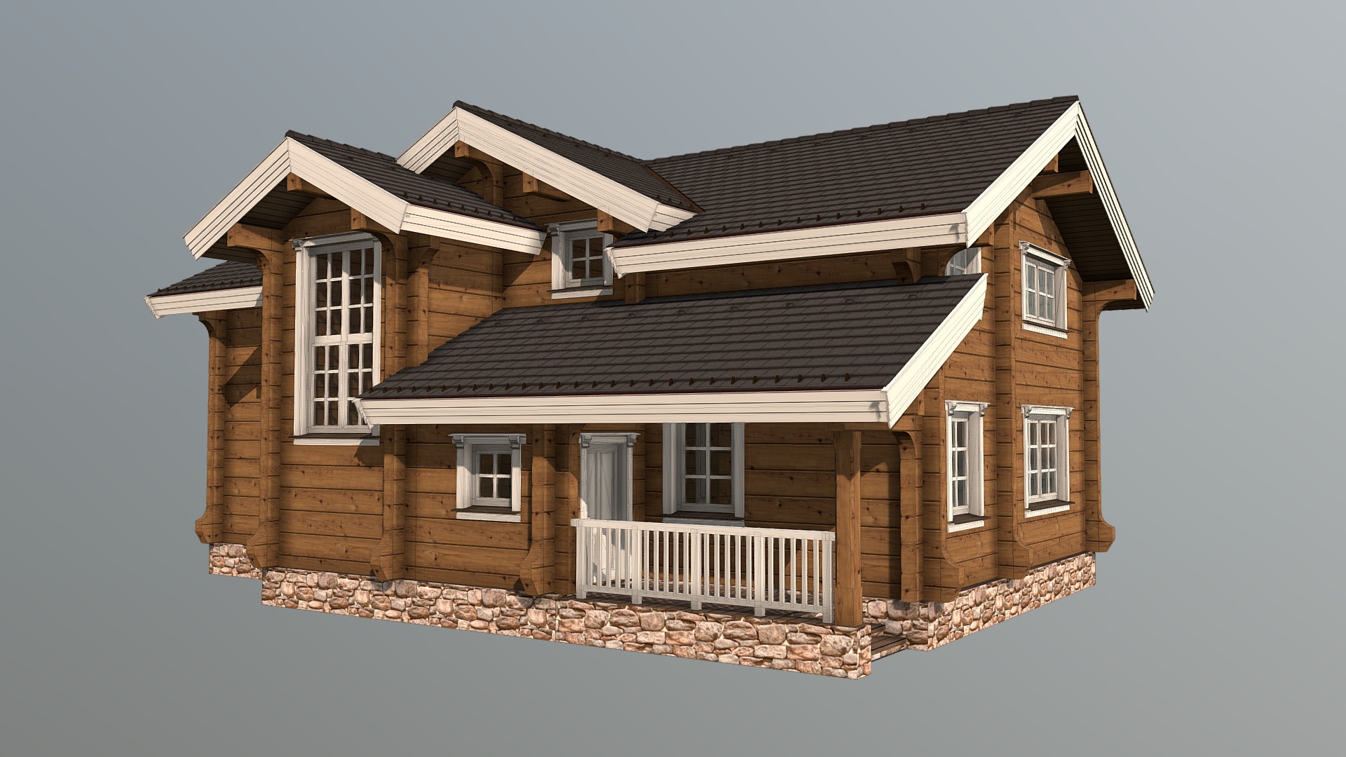 3D model Богучаров - This is a 3D model of the Богучаров. The 3D model is about a house with a white fence.