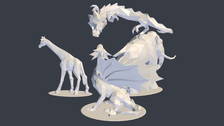"Origami" Animals 3D Model